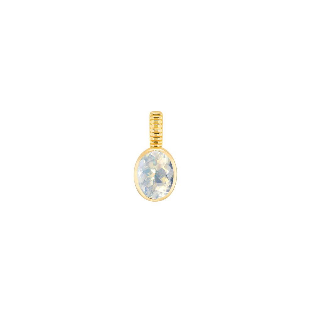 Viltier 18k Yellow Gold Oval White Moonstone Bezel Set Birthstone Charm